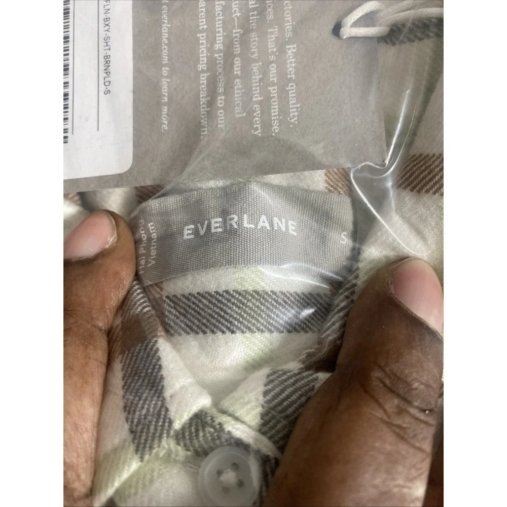 Everlane Womens Relaxed Cotton Flannel Plaid Button Down Shirt‎ S Brown Green